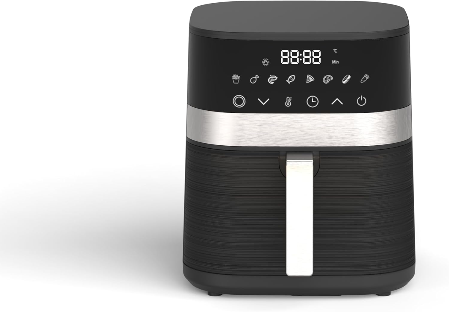 Leduni Freidora de Aire sin Aceite 6L de capacidad 1700 W, 8 programas Uso Sencillo, Panel Táctil Air Fryer,Temperatura Regulable 80-200°C, ahorro energético hasta 70% (Negro)