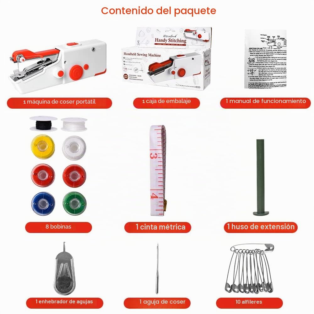 Máquina de Coser Portátil, Minimáquina de Coser Eléctrica con Puntada Rápida para Principiantes y Adultos, Fácil de Usar, Adecuada para Coser Ropa, Viajes Familiares y Bricolaje