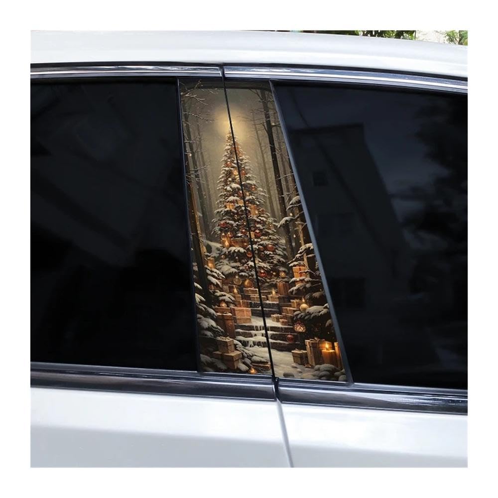Bertdcx Type A Car Pillar Stickers Diy Snowman Vinyl Stickers Suitable For B-Pillar Auto Parts(Type A)