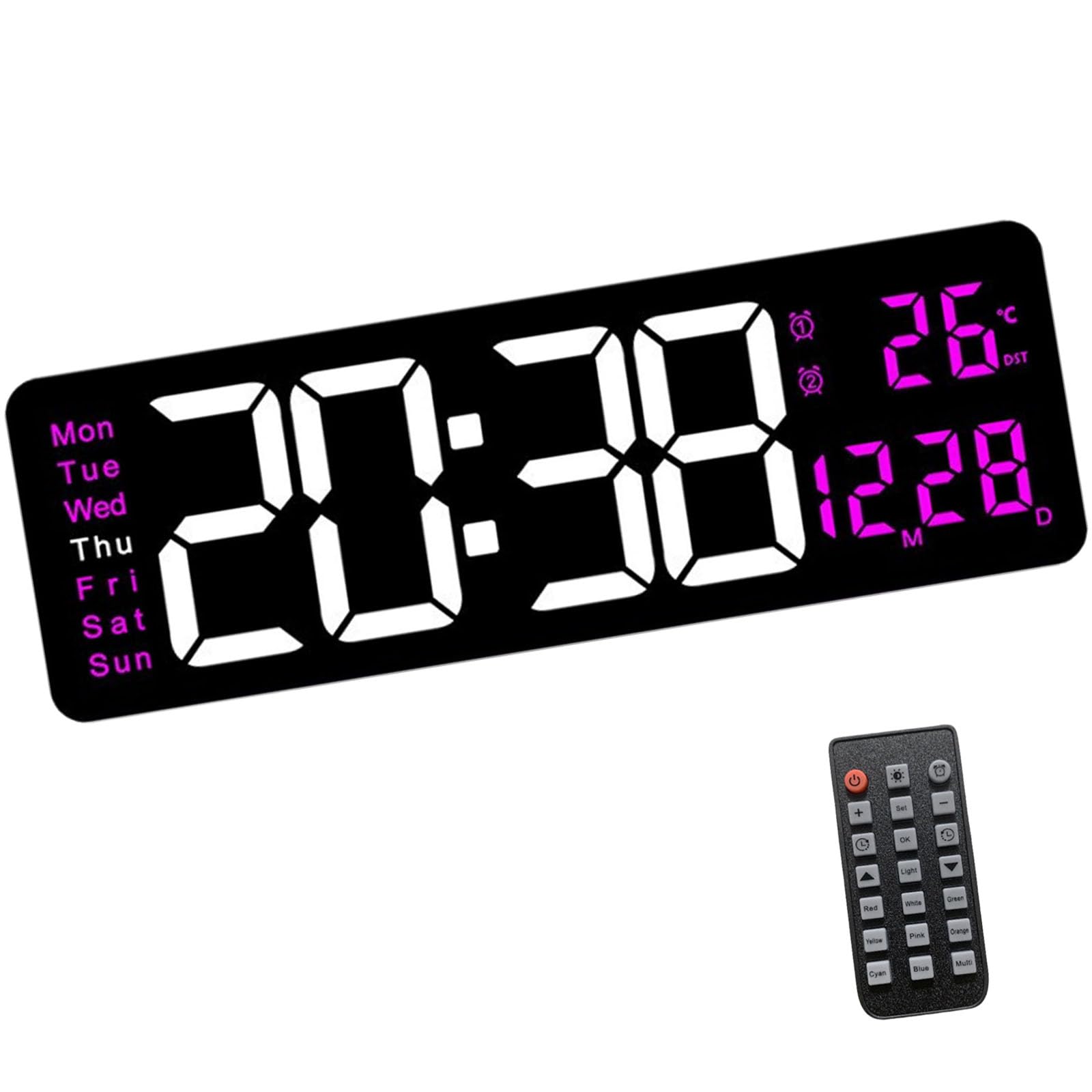 Reloj de pared digital LED con alarma temporizador y luz nocturna regulable