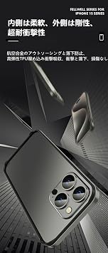 iPhone 15 Pro Bumper Aluminum Case, Metal + Silicone Frame, Dual Layer Lens Protection, Lightweight, Strap Hole, Shock Resistant, Bumper for iPhone 15 Pro Black