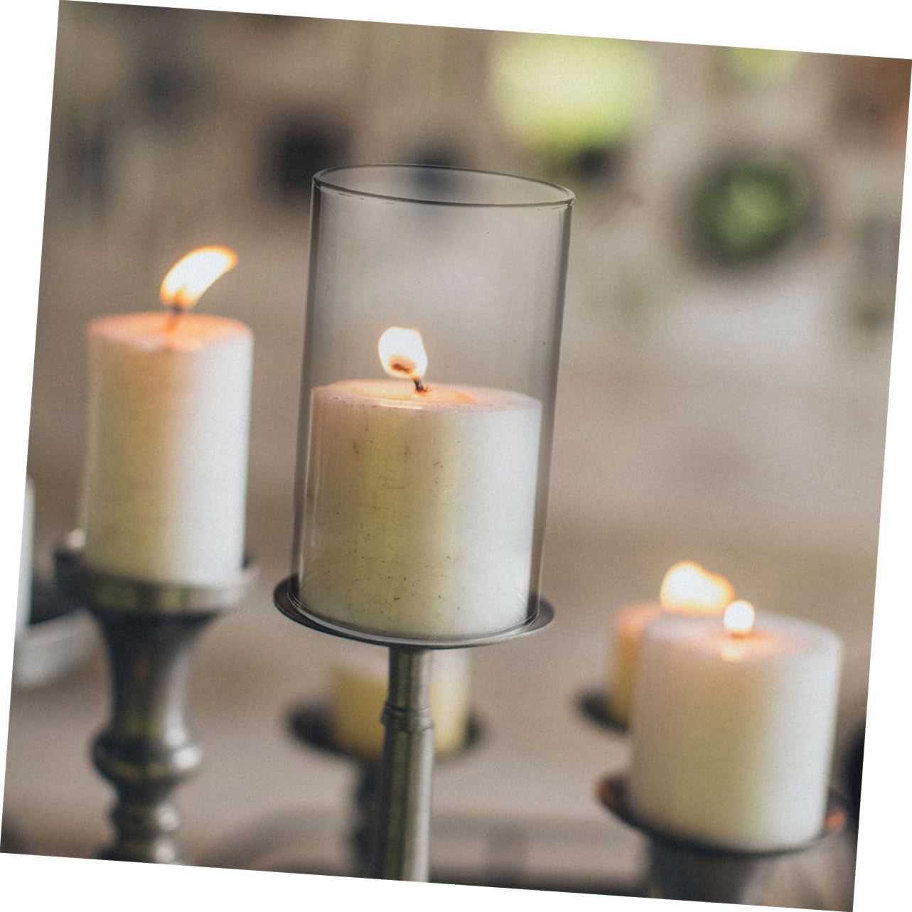 3pcs Glass Candle Chimney Tubes Windproof Candle Protectors for Tealight and Votive for Home Decor and Romantic Settings