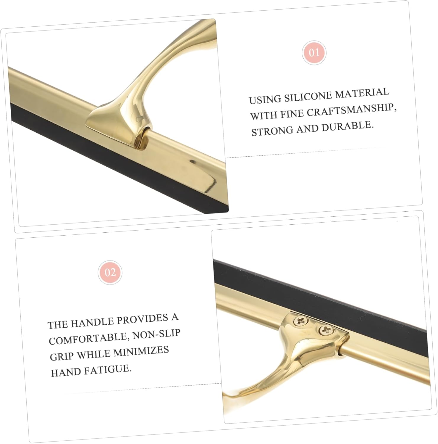 Stainless Steel Shower Squeegee for Glass Doors Mirrors Durable Wiper Scraper Weighted Handle for Bathroom Windows Tiles Golden Style