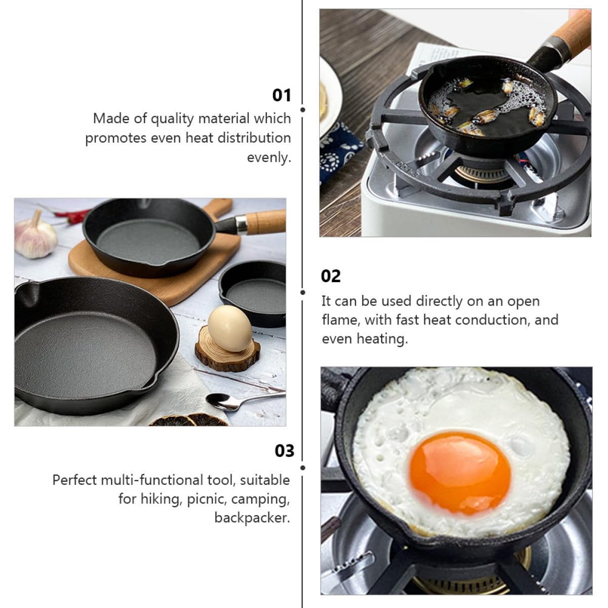 Kleiner Bratpfanne und Hoher Hitzebeständigkeit mit Gleichmäßiger Wärmeverteilung aus Eisen Pfannkuchenpfanne für Picknick und Camping