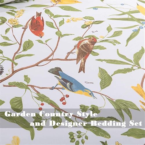 Miniatura 8 de Brandream Juego de sábanas de 7 piezas con diseño floral de ramas y pájaros, 100% algodón egipcio, lujosa cama en una bolsa para todas las