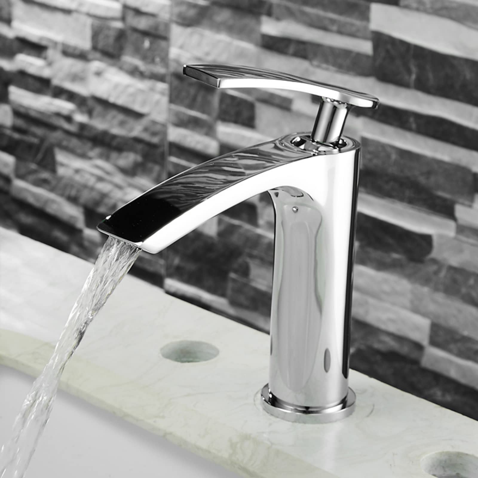 Robinet cascade en laiton chromé haut de gamme pour lavabo chic