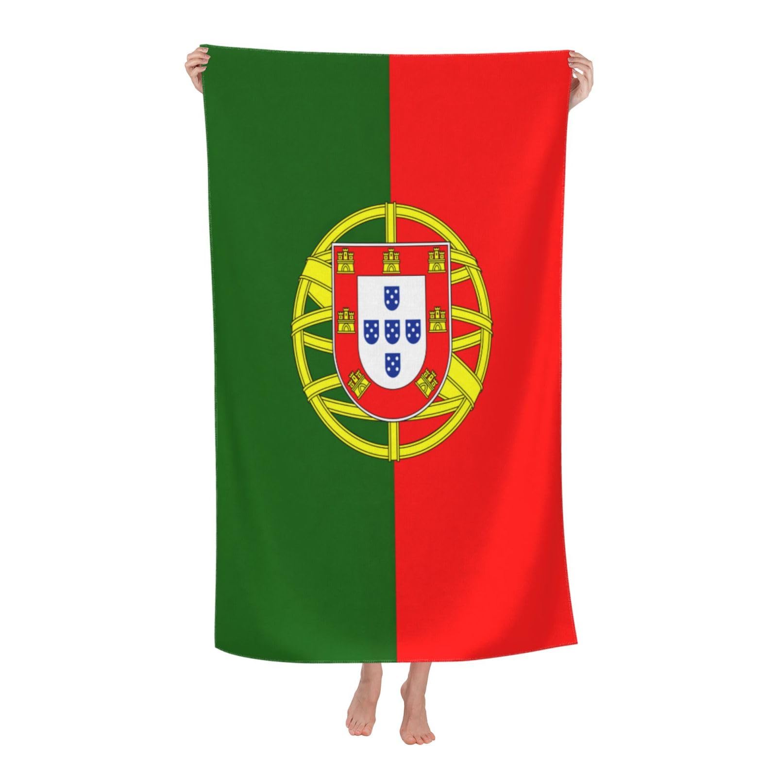NImongt Portuguese Flag Print Oversized Adult Beach Towel For Travel Weekend Getaways Festivals Camping Trips