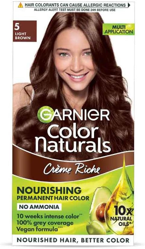 Garnier Color Naturals Crème hair color, Shade 5 Light Brown, 70ml + 60g
