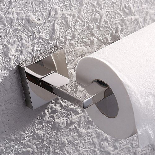 Kes Toilet Paper Holder Bathroom Square Tissue Holder Paper Roll Dispenser Sus 304 Stainless Steel Rustproof Toilet Roll Holder Wall Mount Modern Polished Steel, A22570 #TOP6