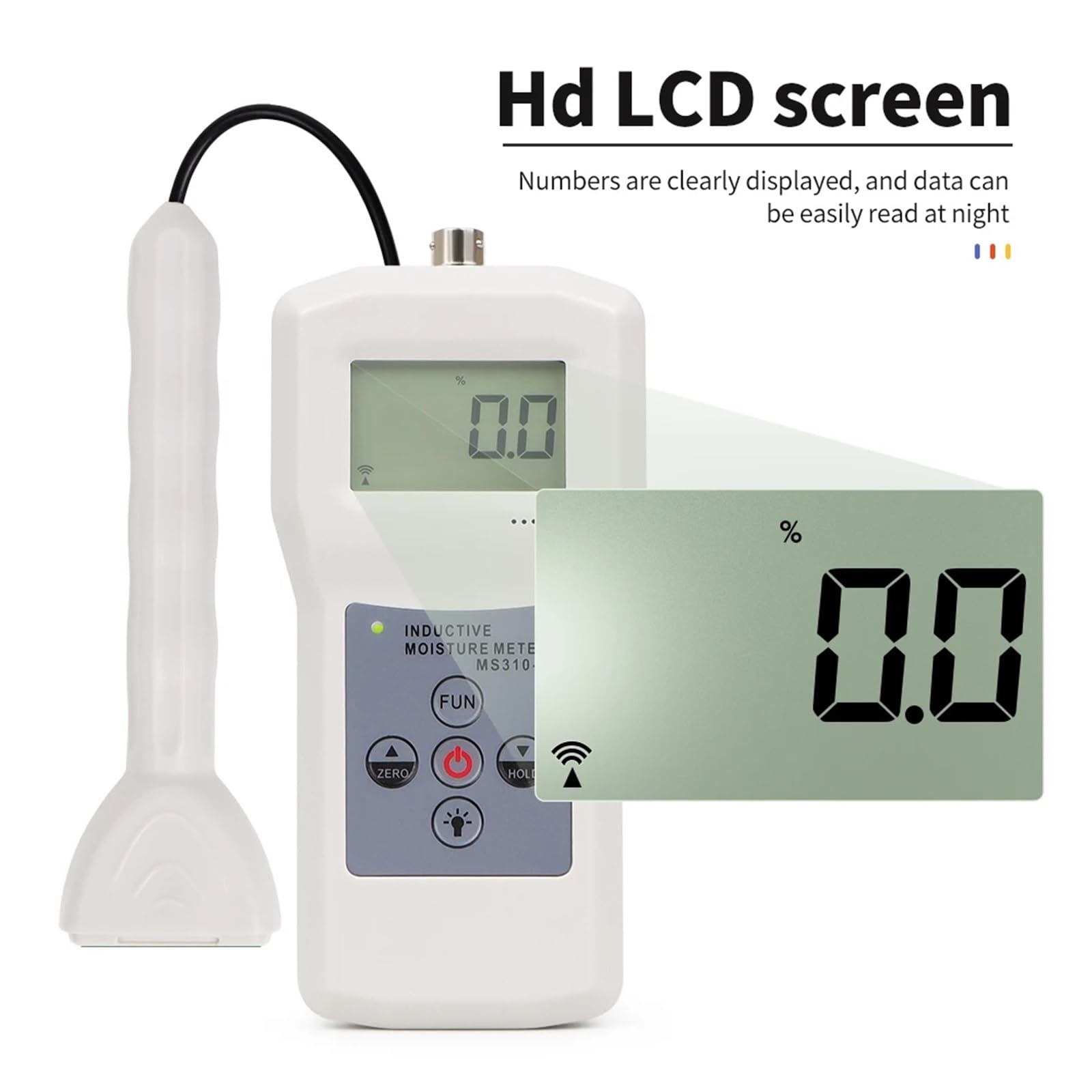 Digital Moisture Meter Highly Sensitive Humidity Tester Concrete, Wood, Paper, Bamboo, Carton and Textile Hygrometer Detector(MS310)