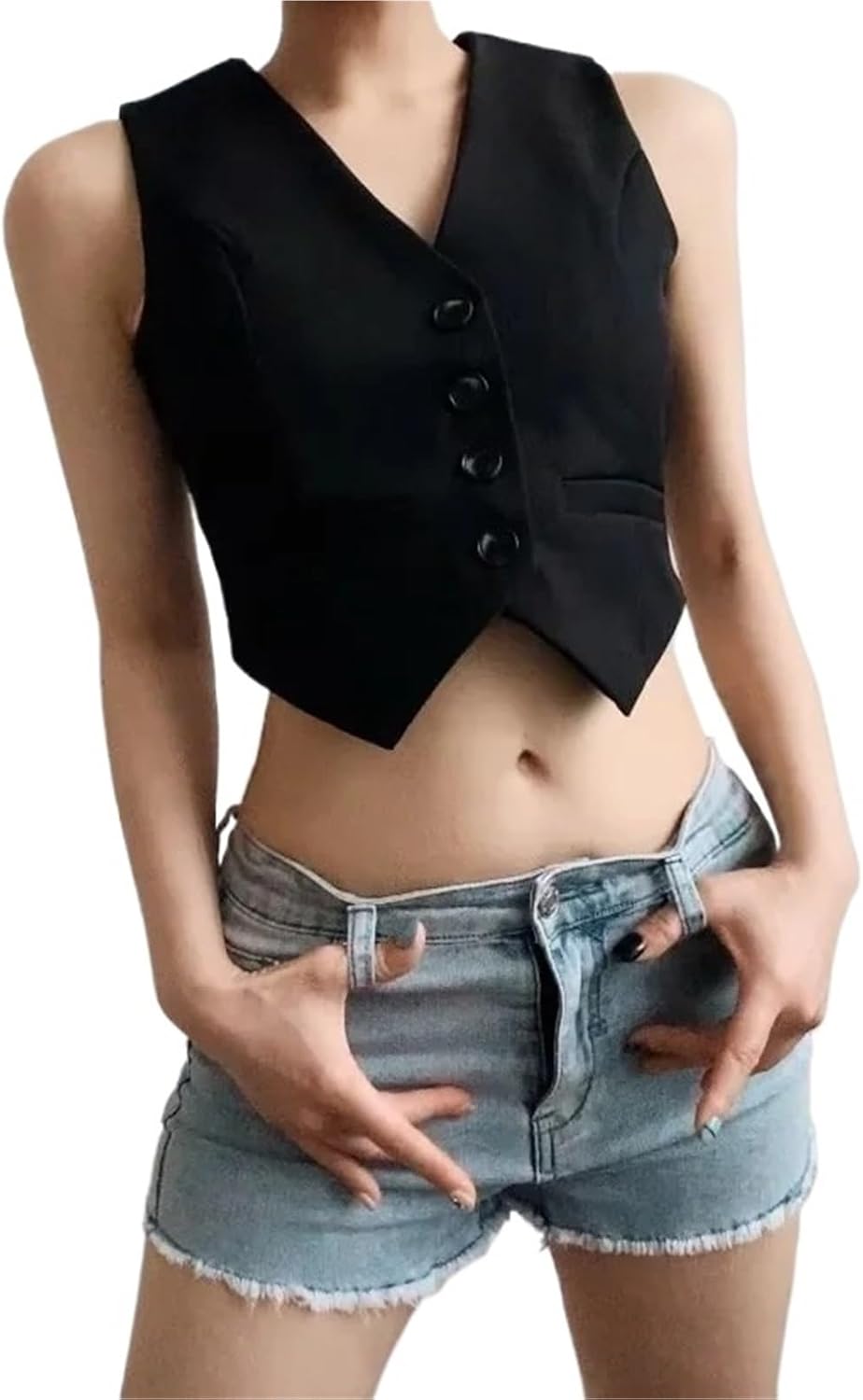 Women's V-neck Buttoned Short Suit Vest Versatile Vest Jacket For Daily Outings And Dates In The Workplace