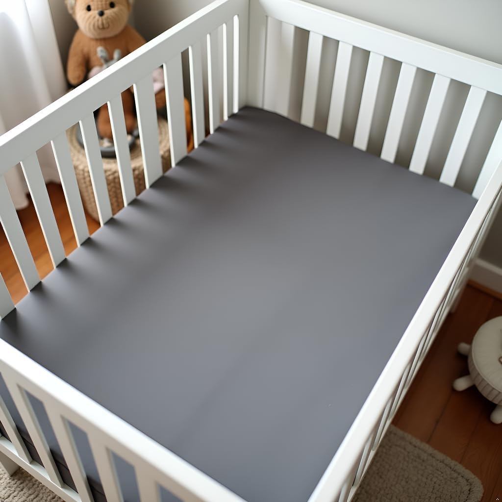 Stretchy Viscose from Bamboo Crib Sheet – Super Soft, Fitted & Breathable, Safe for Sensitive Baby Skin (Storm Cloud, 52" x 28")
