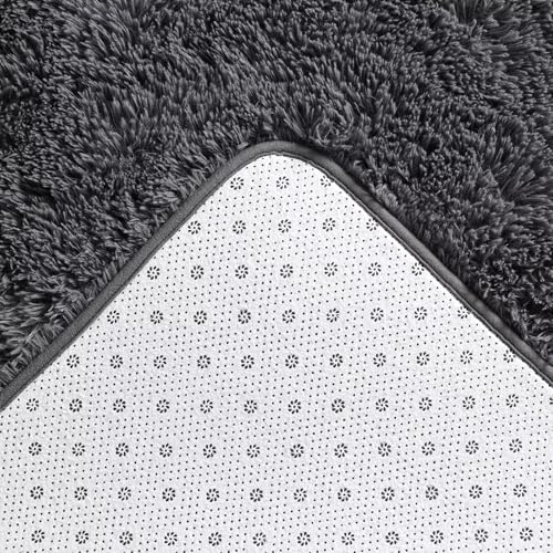 Tapete suave peludo para dormitorio 7x10 pies gris oscuro miniatura 6