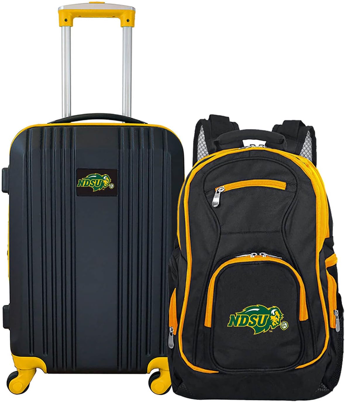 Denco 2-Piece Luggage Set, Includes 21-inch Two-Tone Hardcase Spinner and 19" Laptop Backpack, Team Color