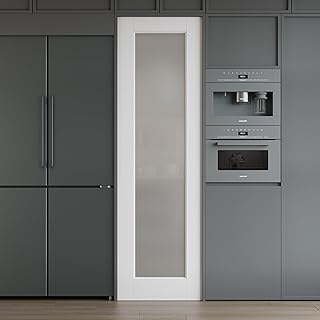 WINSTELLAR 24 x 80 Prebuilt Interior Frosted Glass Door Slab, Paintable Interior Doors for Home, Bedroom, Pantry, Laundry Room as Prehung, Pocket, French, Barn Doors, White Door Panel