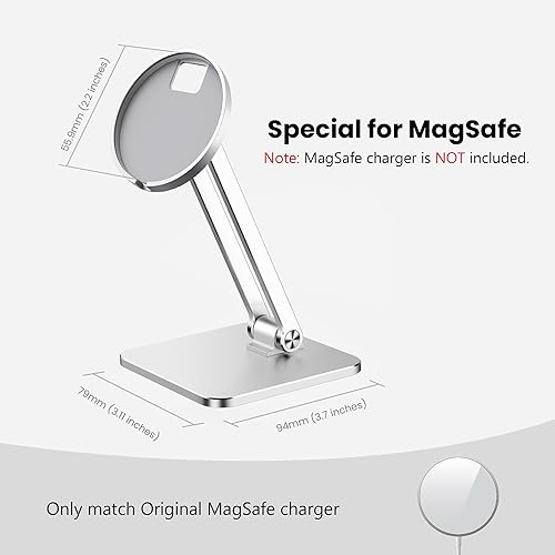 Miniatura 4 de CreaDream Soporte de teléfono para cargador MagSafe, soporte de carga plegable ajustable para escritorio, compatible con iPhone 15, 14, 13, 12 Pro
