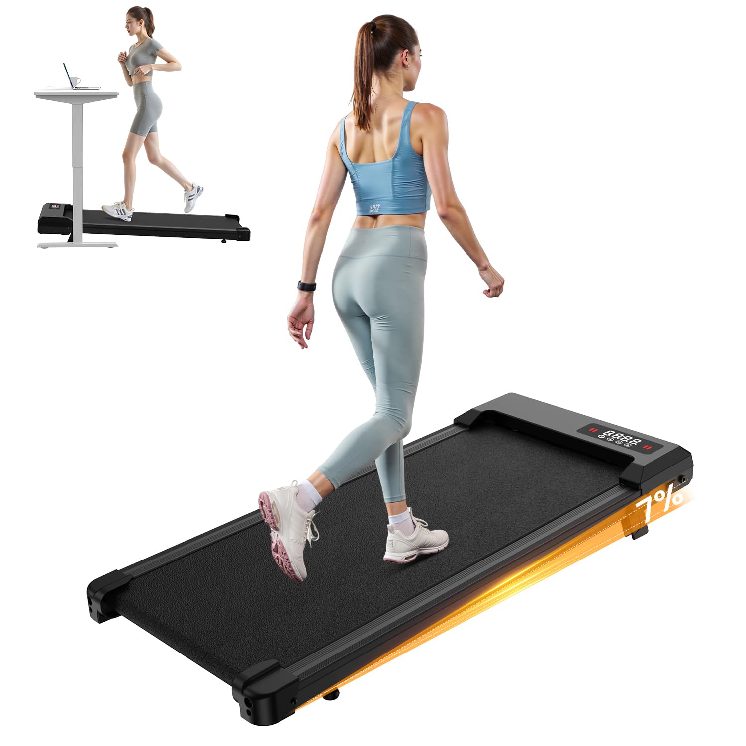 HomeFitnessCode Laufband mit Neigung für Zuhause - Walking Pad Elektrisch | Laufpad mit Steigung Treadmill 130KG Gehband unter Schreibtisch Walkpad Klein Walking Band Laufbänder