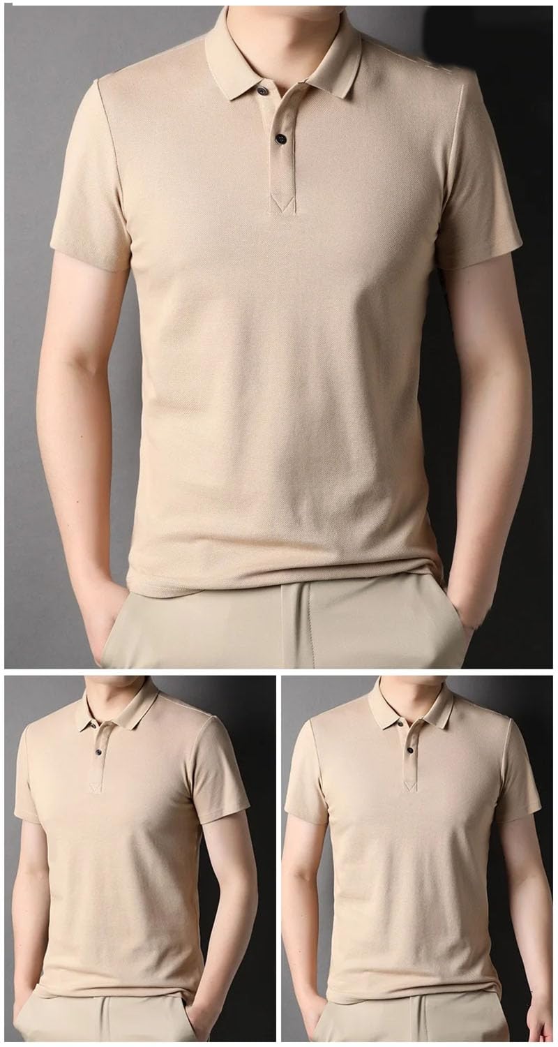 Polo de algodón liso para hombre, manga corta, informal, para golf