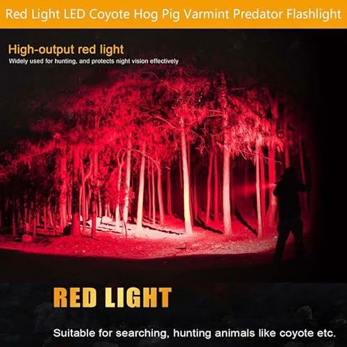Windfire Red Light Tactical Flashlight 1200 Lumens Led Hunting Hog Coyote Predator Weapon Light Rechargeable 5 Modes Torch With Picatinny Rail Mount, Pressure Switch, Battery #TOP4