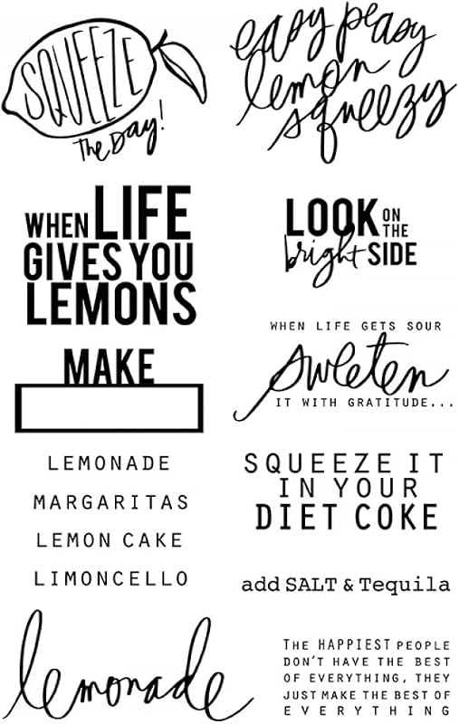 Lemon Stamps for Card Making DIY Scrapbooking Look on the Bright Side,When Life Gives You Lemons Words Phrase Transparent Silicone Seal Stamping Stamps for Paper Crafting Arts Crafts Album Decor