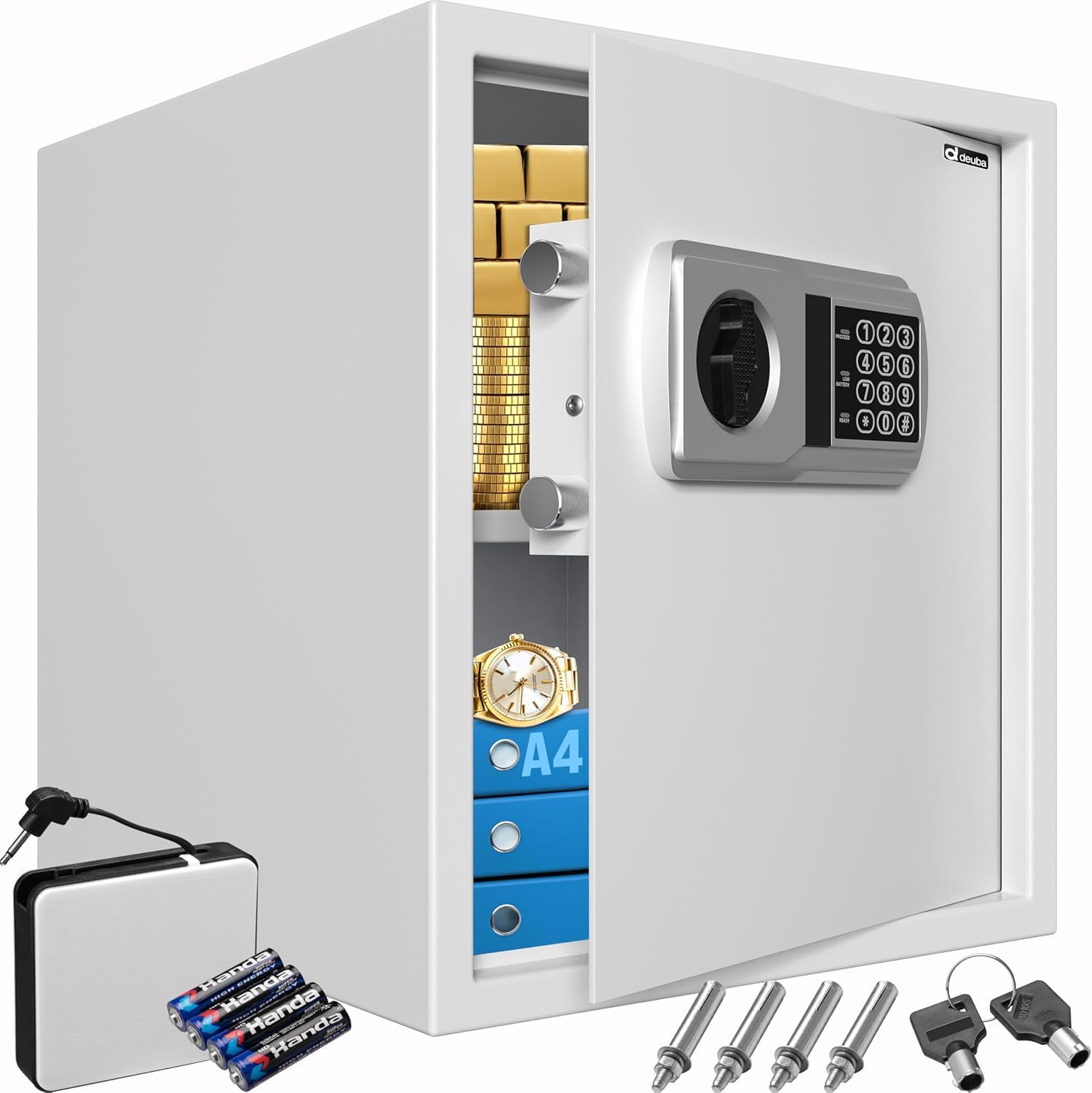 Deuba Caja Fuerte de Seguridad Electronica 35x40x40cm Cerradura de Combinación Pared Suelo Luz Interior Plata
