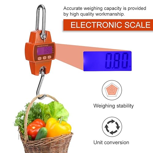 Miniatura 4 de Escala colgante de 661.4 lbs, mini grúa digital de mano, herramienta de medición industrial resistente para granja, caza, pesca al aire libre