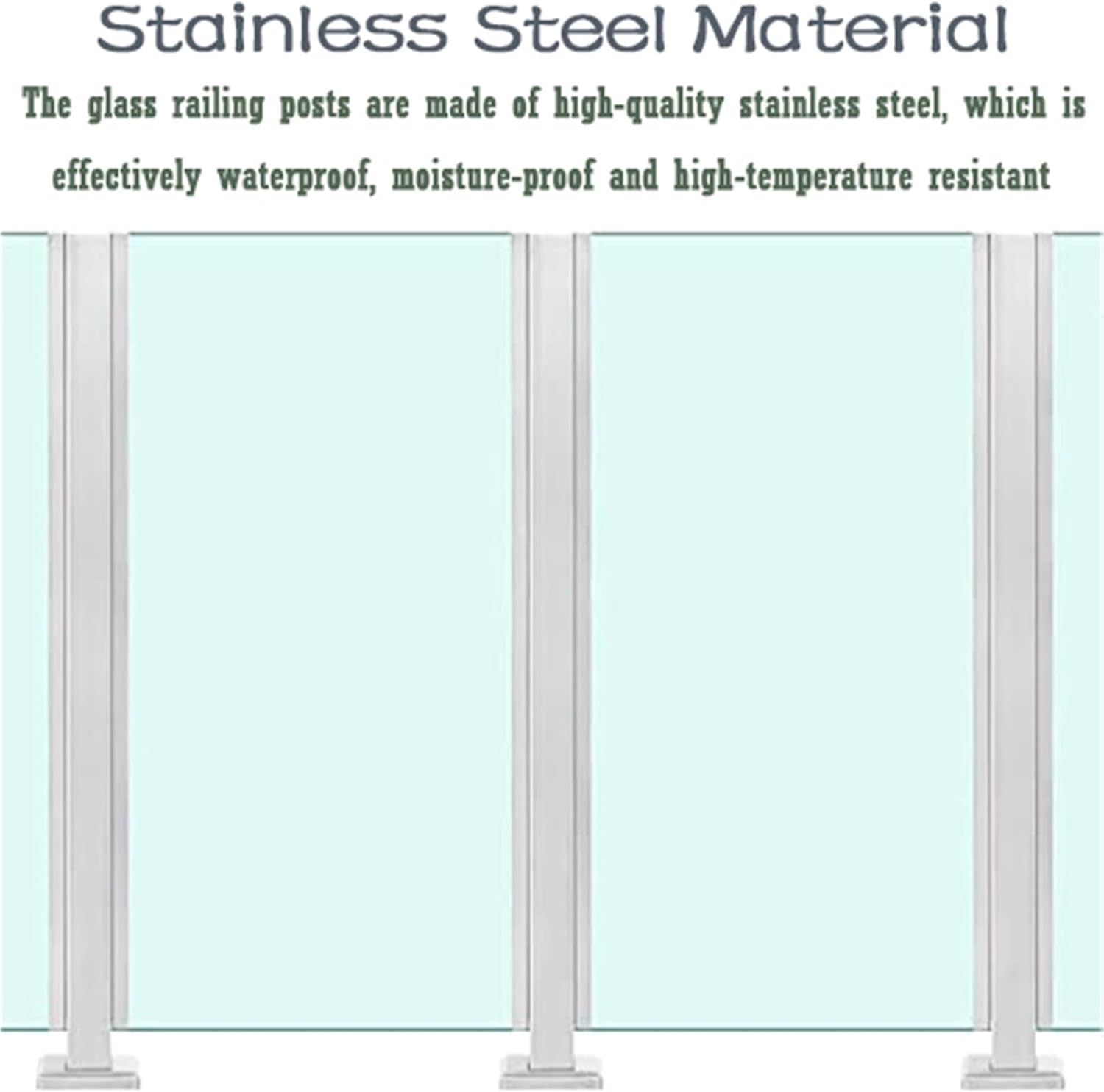 Premium Heavy Duty Stainless Steel Railing Post, No-Punch Glass Balustrade Column for Staircases, 60-120 cm Adjustable Height, Ideal for Modern Vitreous Designs (B-Corner, 70 cm)