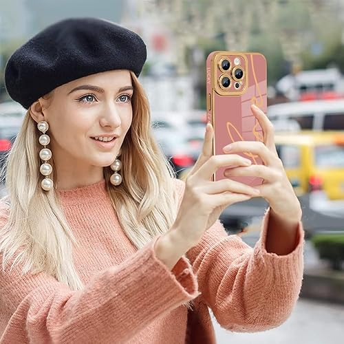 Miniatura 5 de Fiyart Diseñada para iPhone 15 Pro Max, bonita funda chapada en amor para mujeres y niñas, con protector de pantalla, protector de cámara, cubierta