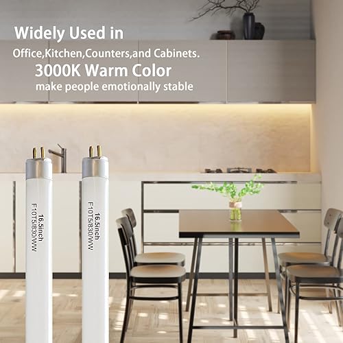 Miniatura 6 de Bombilla fluorescente F10T5830L de 16 pulgadas de repuesto para bombillas blancas cálidas Jasco Philips Linear T5 de 10 W 3000 K base Bipin en