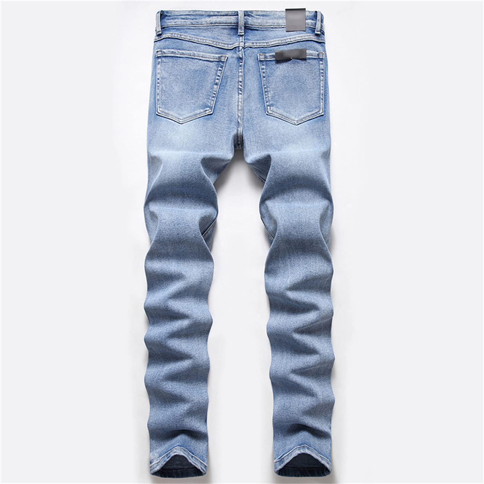 Maiyifu-GJ Ripped Slim Fit Jeans for Men Distressed Destroyed Straight Leg Denim Pants Retro Hip Hop Washed Jean Trousers (Light Blue 1,33)