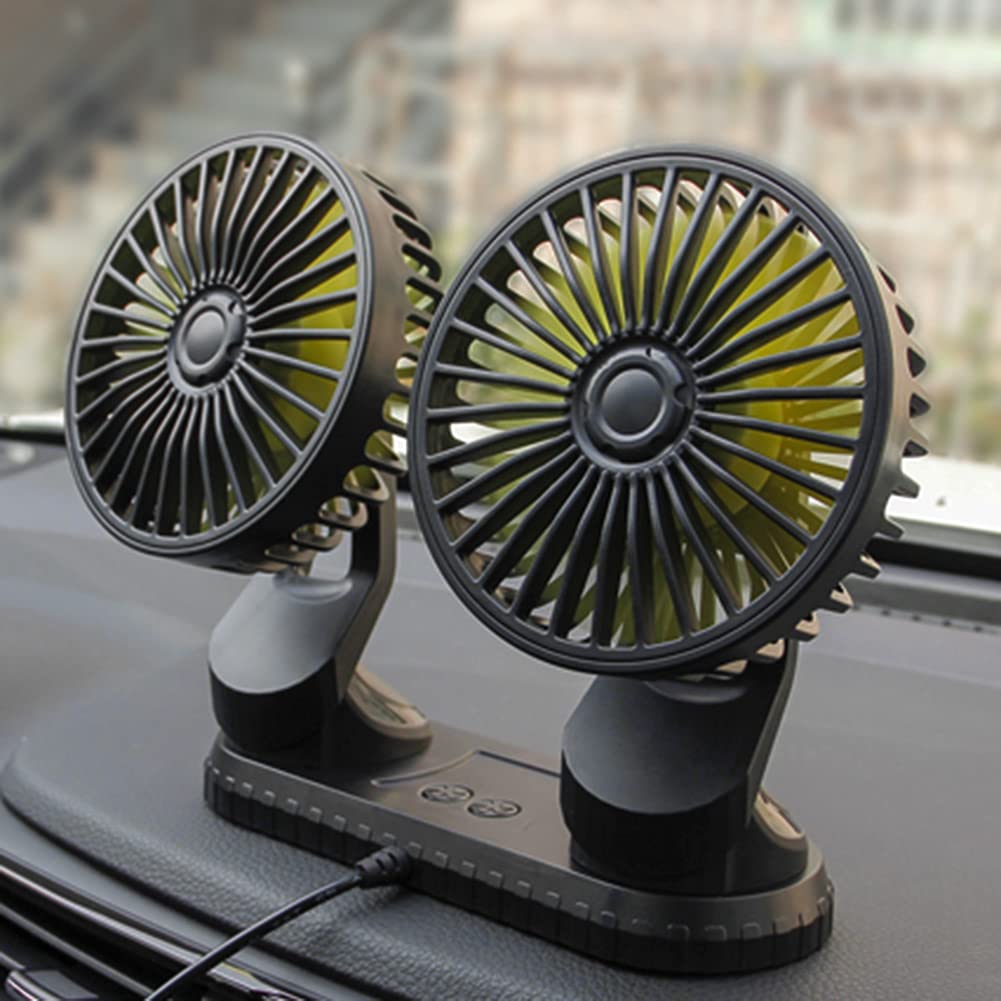 Demiawaking Ventilateur De Voiture 12V 24V Silencieux - Rotation 360° USB 3 Vitesses Avec Ventouse Puissante Pour Voiture, SUV, Camion