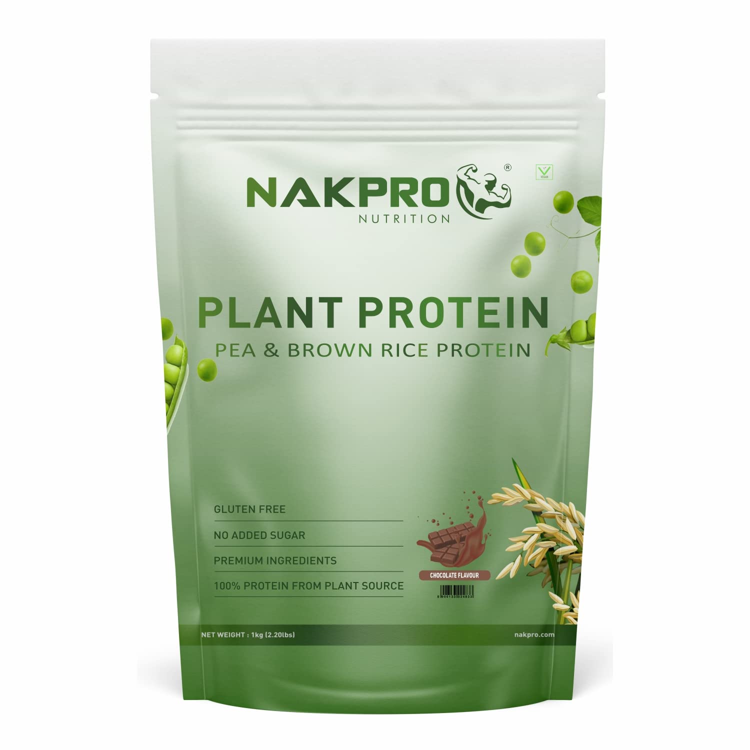 NAKPRO Vegan Plant Protein Powder 24.09g Protein, 4.6g BCAA Pea