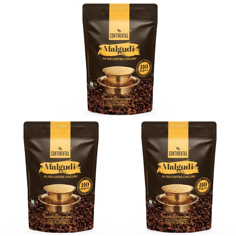 Continental Malgudi Filter Coffee Powder | 500gm Pouch | 80% Coffee - 20% Chicory | Traditional South Indian | Roasted Ground| Smooth Flavour and Rich Aroma | (Pack of 3)-image-40