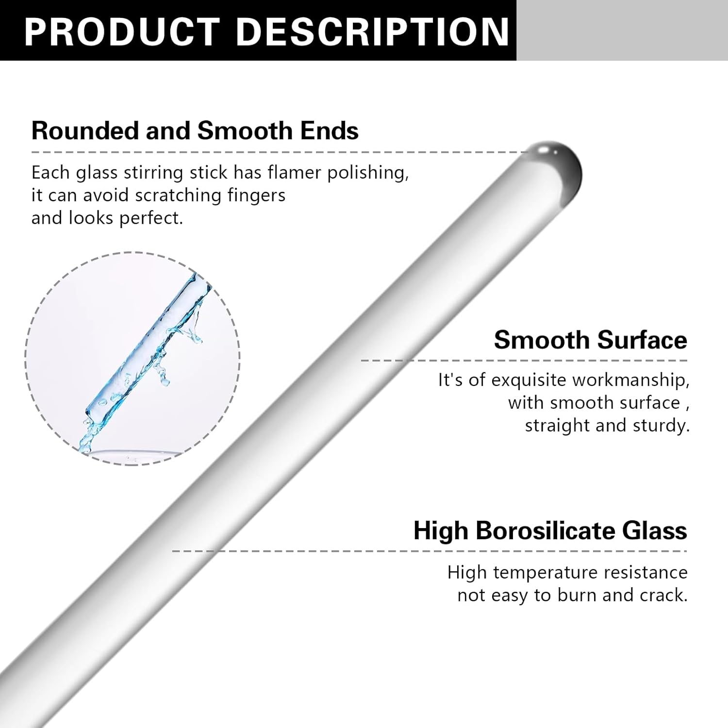 Glass Stirring Rod Glass Stir Stick 12