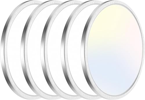 Miniatura 49 de Paquete de 2 lámparas de techo LED de montaje empotrado, color negro, 12 pulgadas, 28 vatios, regulable y 3000K-4500K-6000K, lámpara de techo de 3