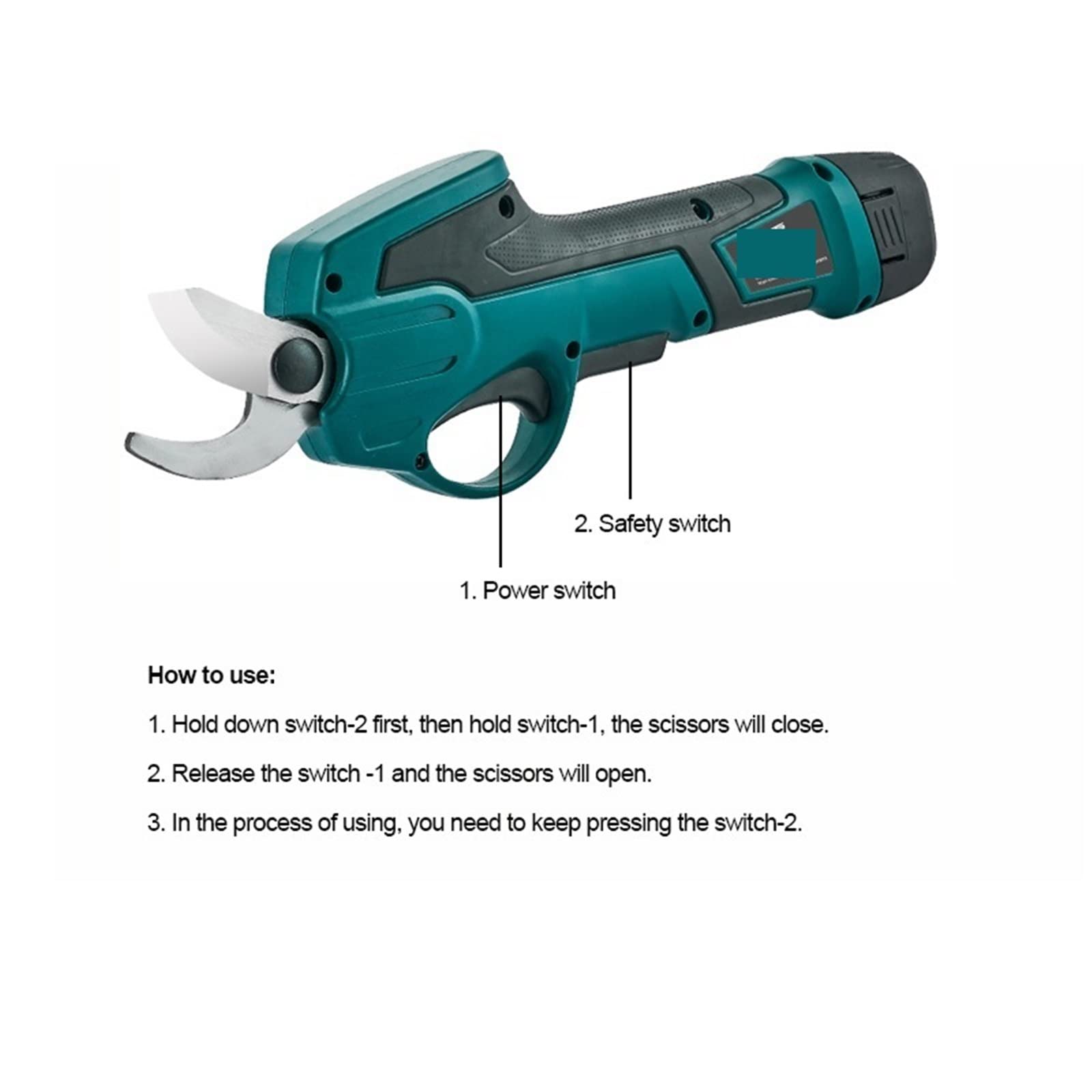 Tosatrice elettrica per pecore Forbici da potatura elettriche 0-25mm Cesoie da potatura Potatore da giardino con batteria al litio da 7,2 V(2 batteries)