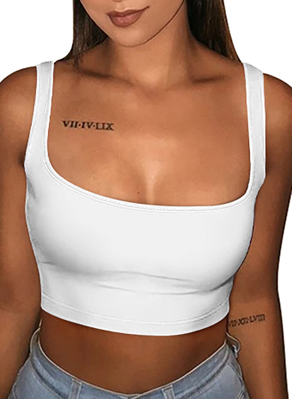 Women's Sexy Summer Basic Solid Sleeveless Stretch Crop Tank Top