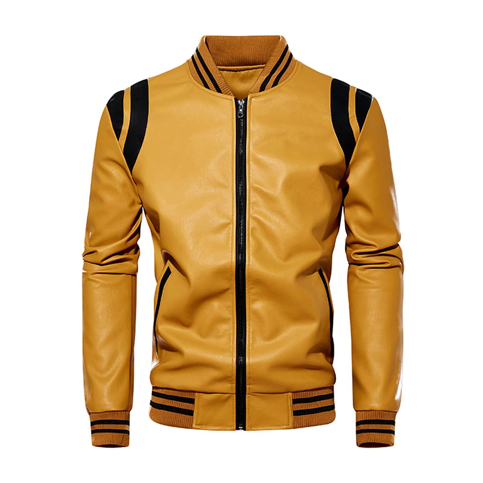 Giacca in pelle da uomo, stile cowboy, stile western, impermeabile | Giacca da moto vintage classica retrò patchwork giacca a vento primaverile pesca ciclismo cappotto per escursionismo