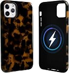 NITITOP Compatible with iPhone 13/14 Case Magnetic Compatible with MagSafe Cute Leopard Amber Aesthetic Tortoise Design for Women Men Girls Soft TPU Shockproof Protective Cover - Brown