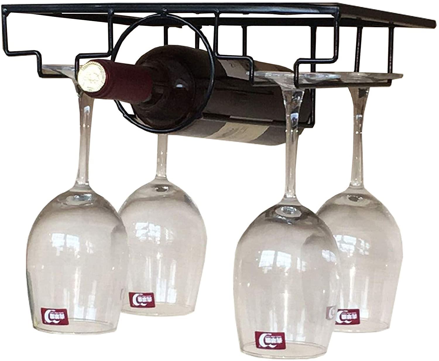 Casiers à vin muraux et porte-verre pour créer une ambiance bistrot dans votre salon