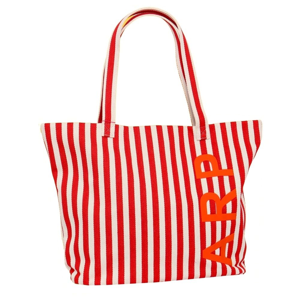 Agatha Ruiz de la Prada Bolso Tote Playa con cremallera y franjas de color rojo