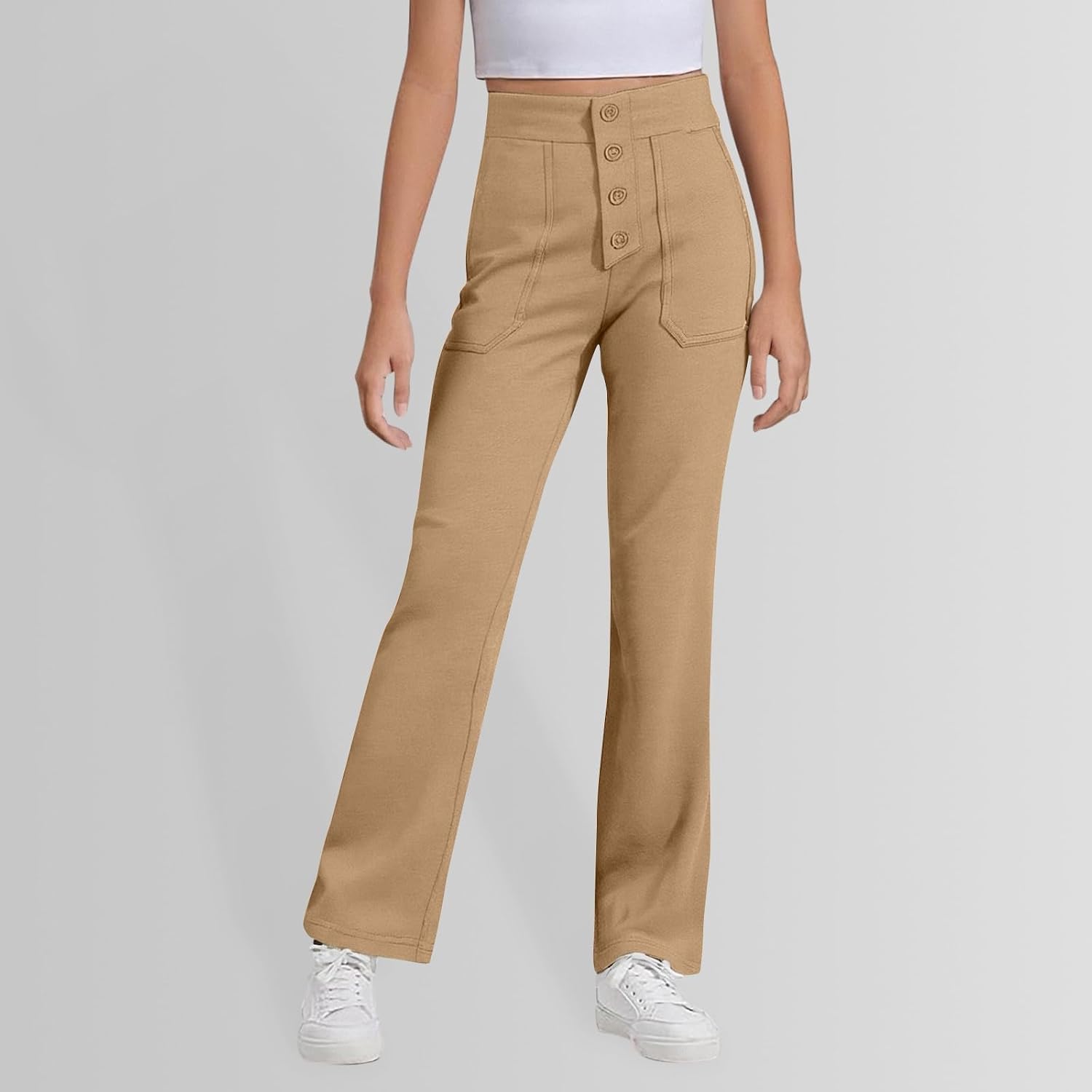 School Uniform for Girls Pants Teen Girls Straight Pants Stretchy Leggings Pant Trouser with Pockets
