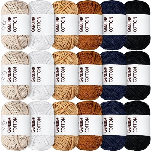 Image of Timgle 18 Pack Beginners Crochet Yarn Cotton Yarn for Crocheting and Knitting with Easy to See Stitches Cotton Nylon Blend Yarn for Crochet Kit Making(Nature Colors)