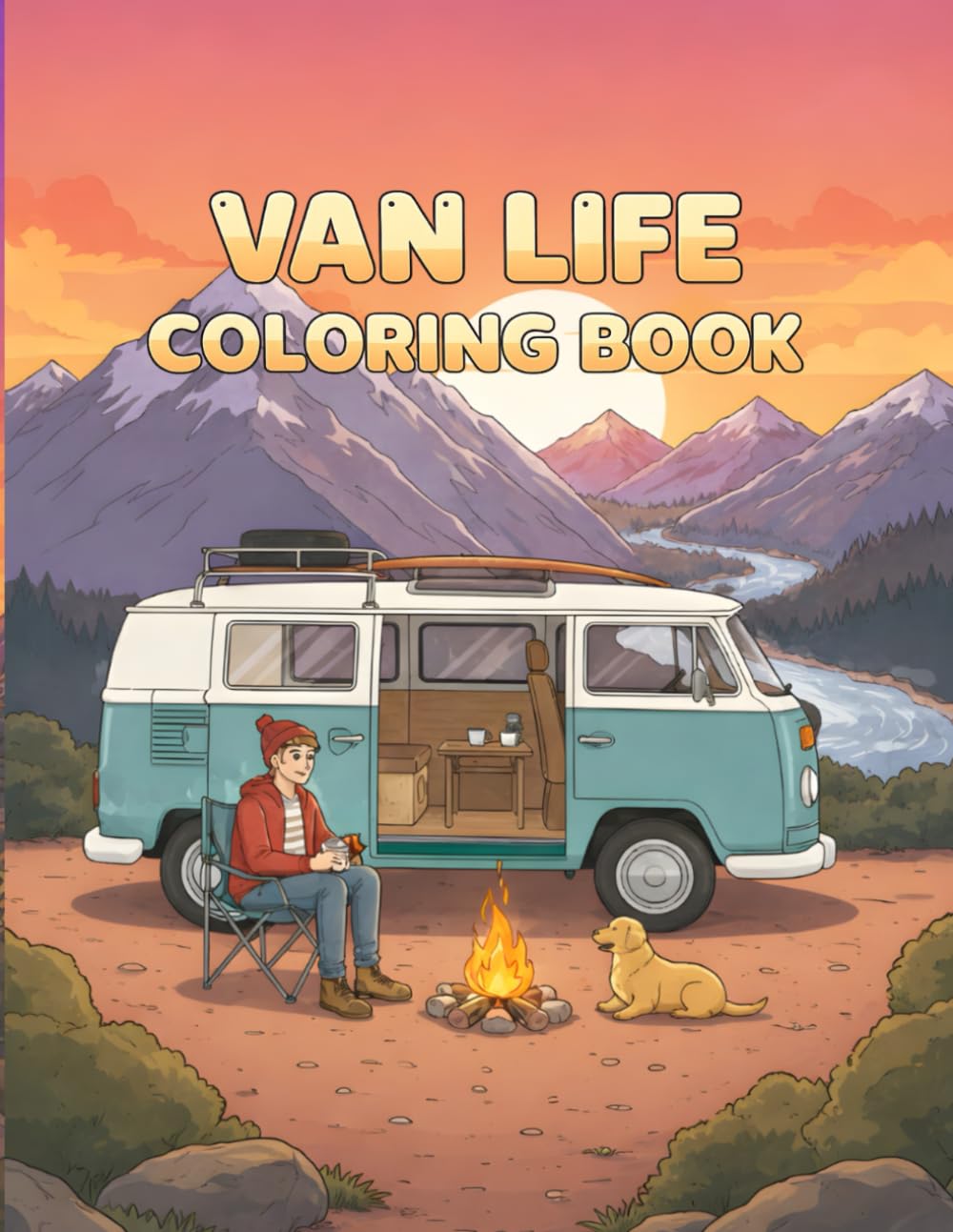 Van Life Adventures: A Nomadic Journey Coloring Book: Explore Scenic Routes, Cozy Campsites & Open Road Wonders for Relaxation.