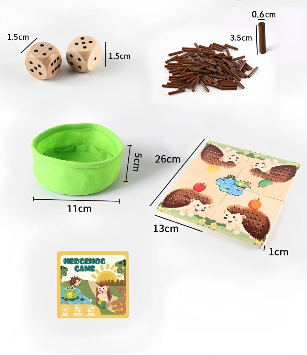 Hedgehog Stacking Toy Wooden Montessori for 3-4 Year Olds - Unisex Learning Game, Sensory Stacker Kids Birthday Gift (Puzzle Hedgehog Toys)