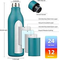 Vista 193 de BJPKPK Botellas de agua aisladas, botella de agua de metal de acero inoxidable de 18 onzas con correa, termo a prueba de fugas sin BPA, tazas