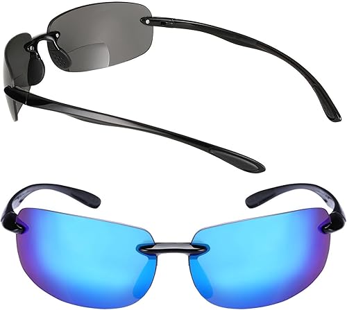Mass Vision The Influencer - 2 pares de gafas de sol bifocales unisex polarizadas deportivas ligeras, funda rígida incluida