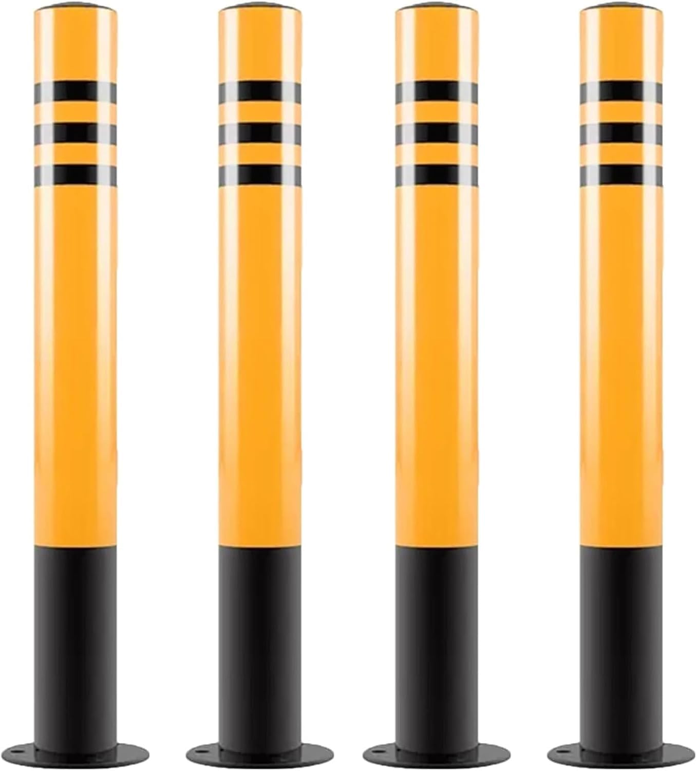 JYBNBBE Traffic Cone Safety Barrier Safety Bollard Post, Parking Bollards for Parking Lot, Road, Consruction, Metal Traffic Delineator Post,Black+yellow-H23.6in 4pc