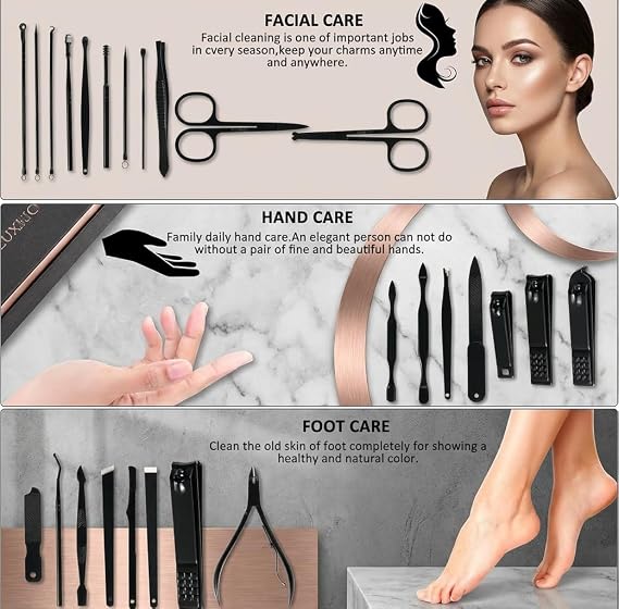 MINKINH Manicure Set Professional Nail Clipper Kit-26 Pieces,Brown