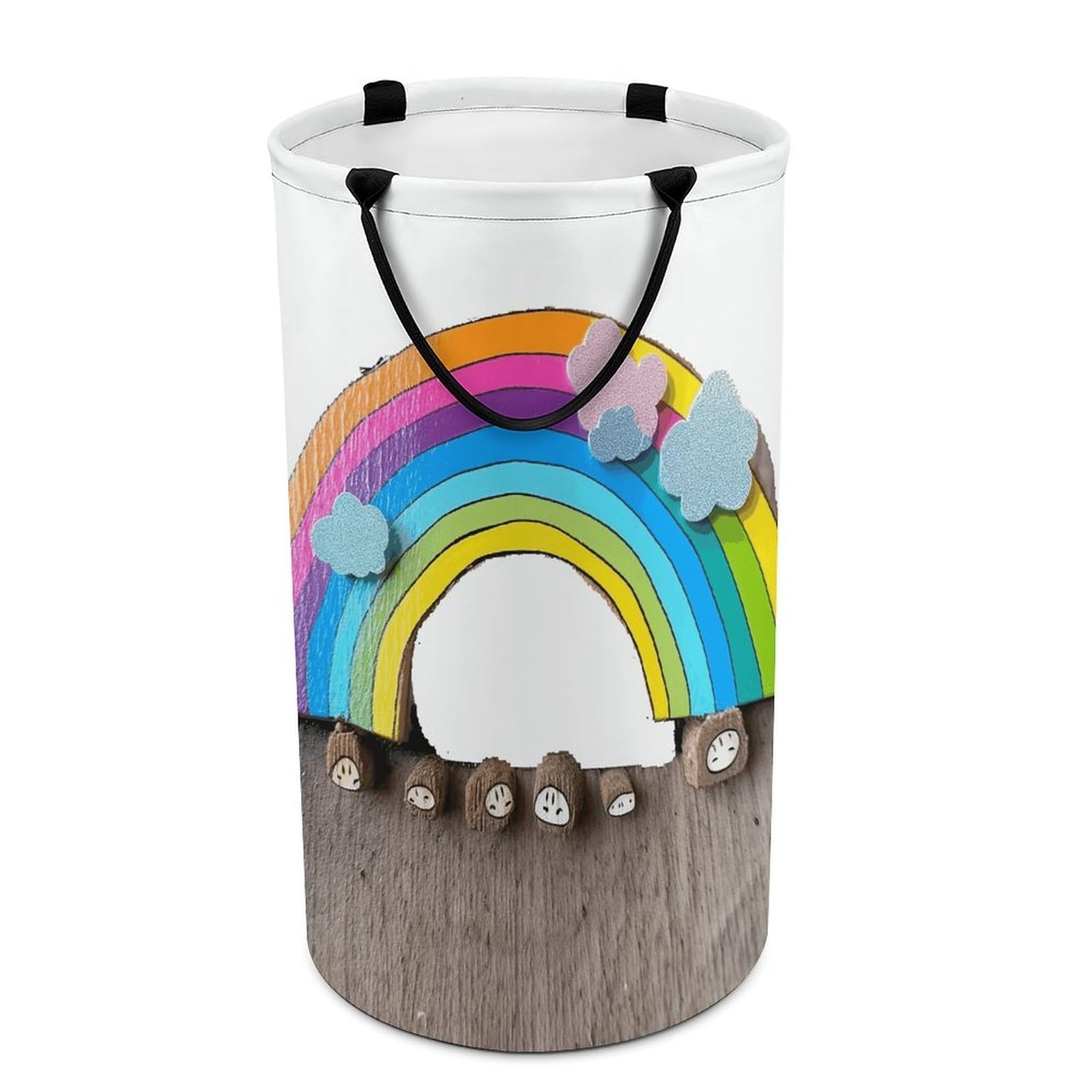 Adfgyerh Style Small Rainbow Laundry Basket ，Foldable Waterproof Model ，Laundry Hamper ，Handles On Both Sides Easy To Move ，Storage Basket For Bedroom, Bathroom, Dorm, Laundry Room.